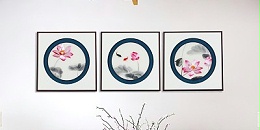 手工刺绣客厅装饰画荷花图