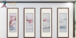 刺绣玉兰四条屏 打造清雅居室