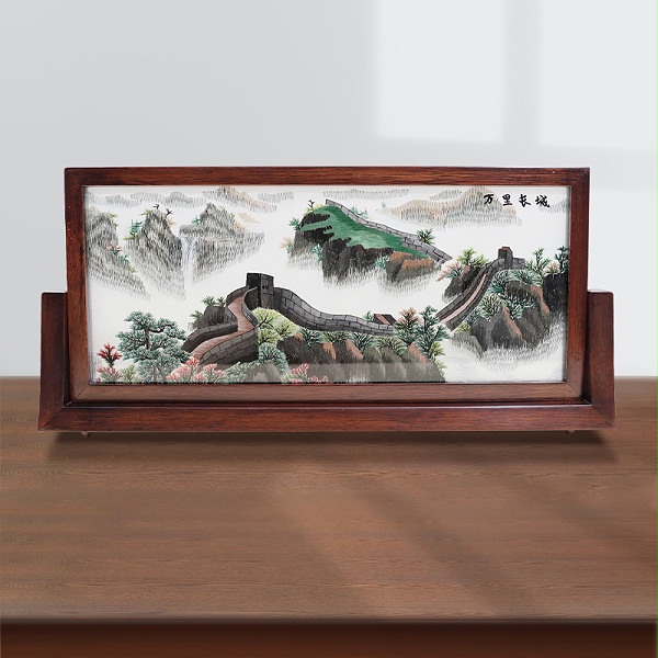 公司乔迁开业礼品推荐：万里长城双面绣摆件